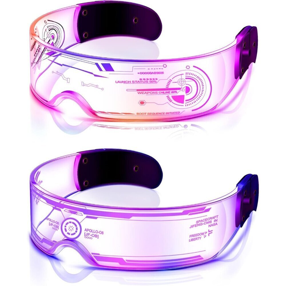 LED Visor Glasses 2 Pairs 7 Colors Futuristic Light Up Punk Accessories
